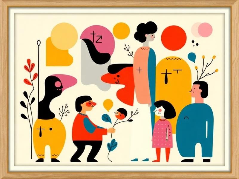 Colorful contemporary character illustration framed as a print — illustration service