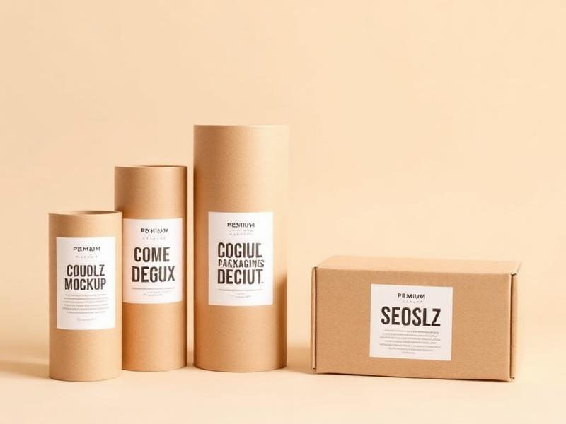 Premium kraft paper packaging tubes and box mockups — packaging design service