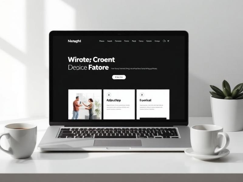 Modern minimal website UI mockup on a laptop screen — web and UI design service